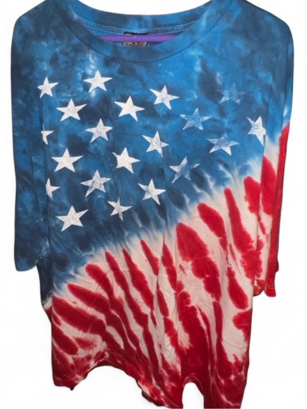 Liquid Blue American Flag Tie-Dye Tee - Blue & Red size 4XL